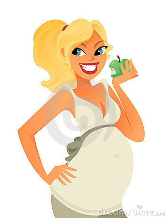 Embarazada con manzana